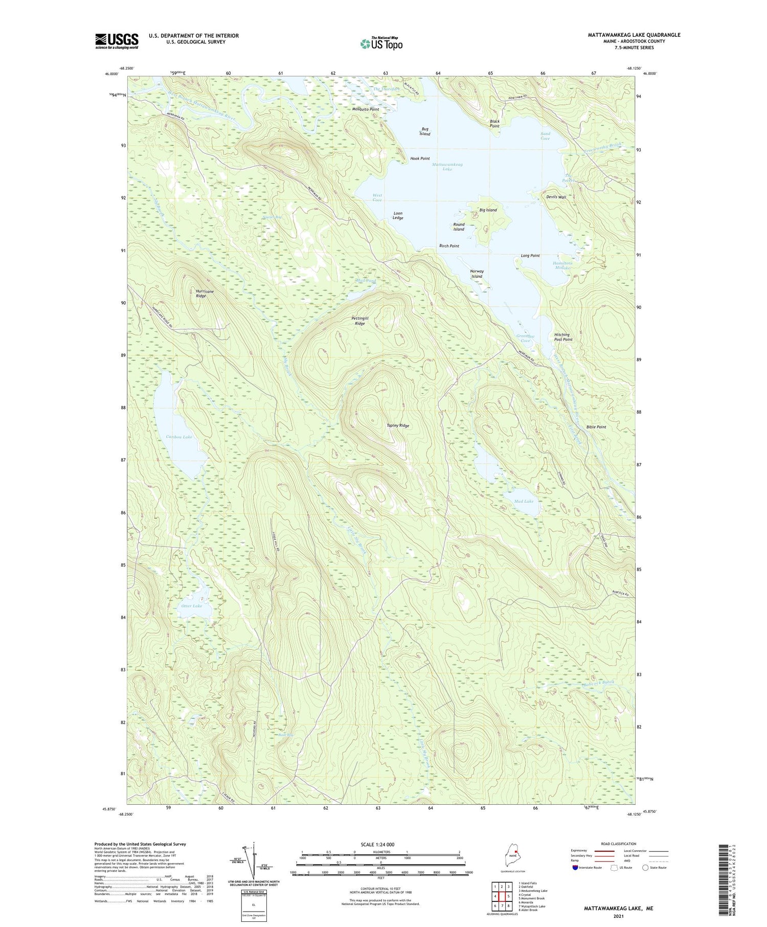 Mattawamkeag Lake Maine US Topo Map Image