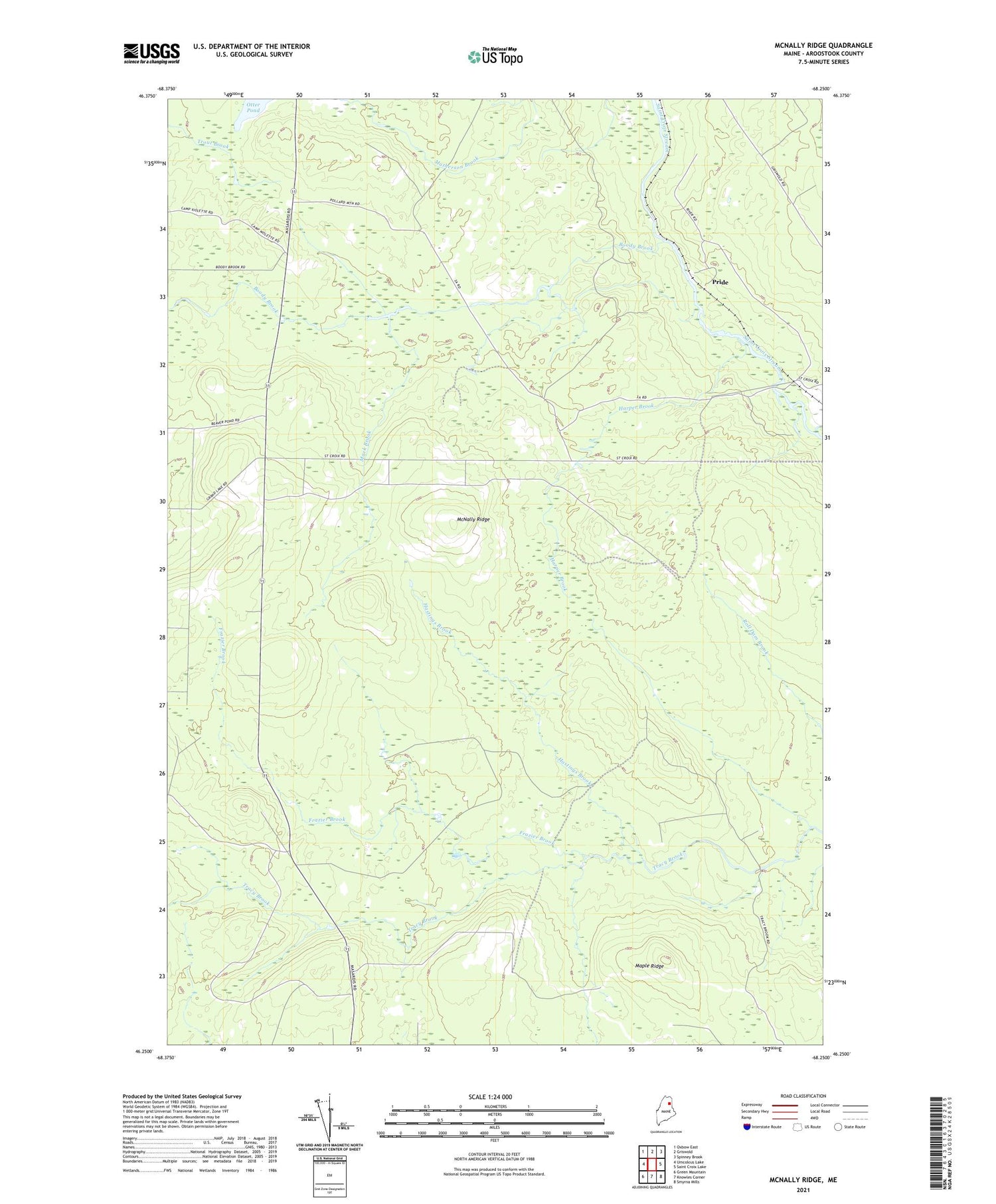 McNally Ridge Maine US Topo Map Image