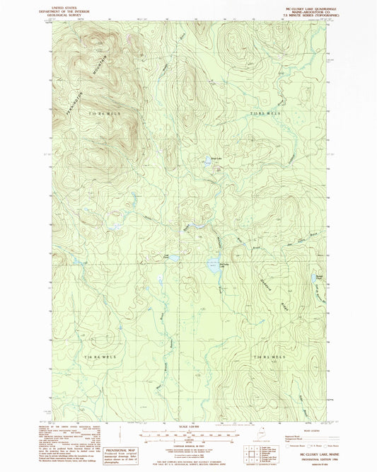Classic USGS McClusky Lake Maine 7.5'x7.5' Topo Map Image