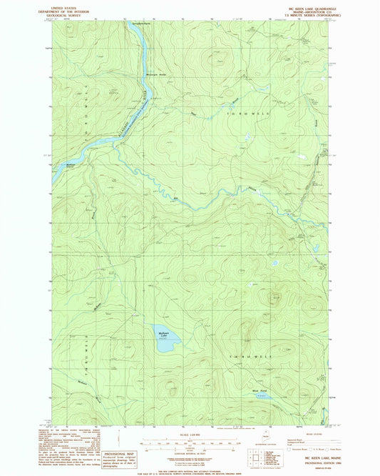 Classic USGS McKeen Lake Maine 7.5'x7.5' Topo Map Image