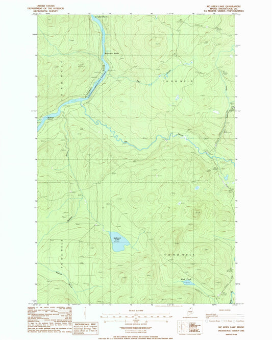 Classic USGS McKeen Lake Maine 7.5'x7.5' Topo Map Image