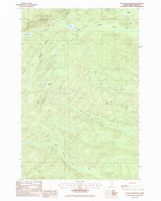 Classic USGS McLean Mountain Maine 7.5'x7.5' Topo Map Image