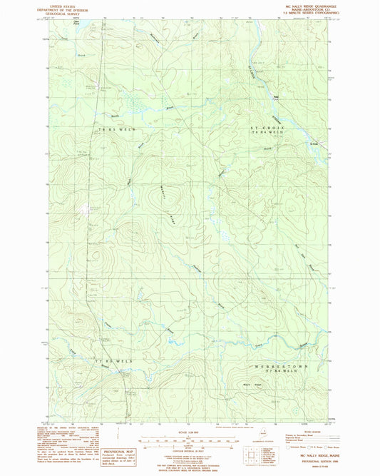 Classic USGS McNally Ridge Maine 7.5'x7.5' Topo Map Image
