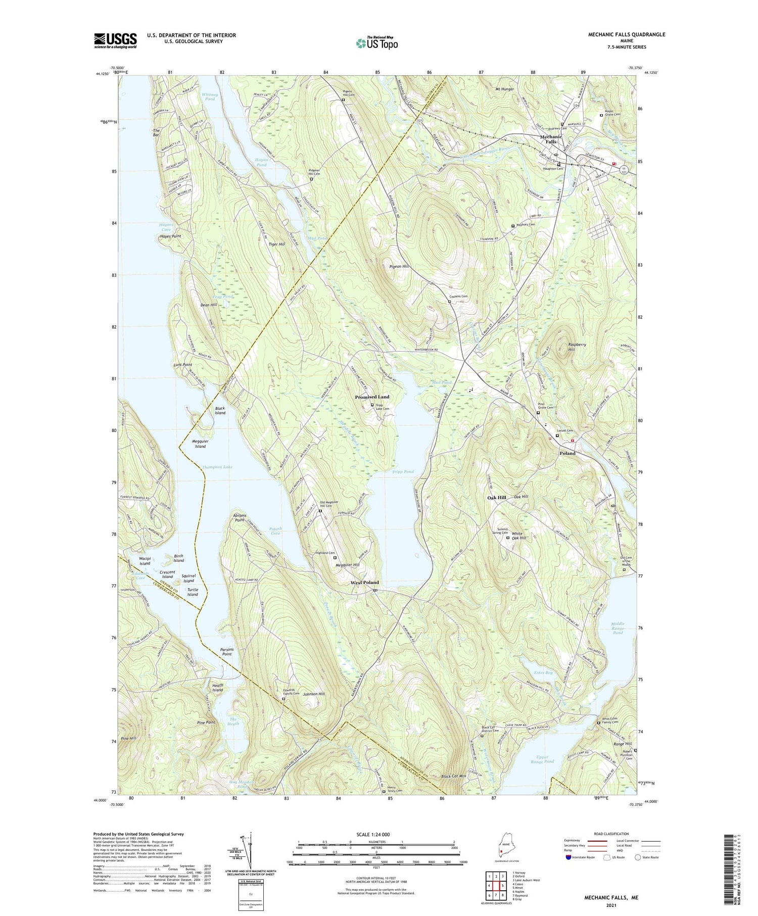 Mechanic Falls Maine US Topo Map Image