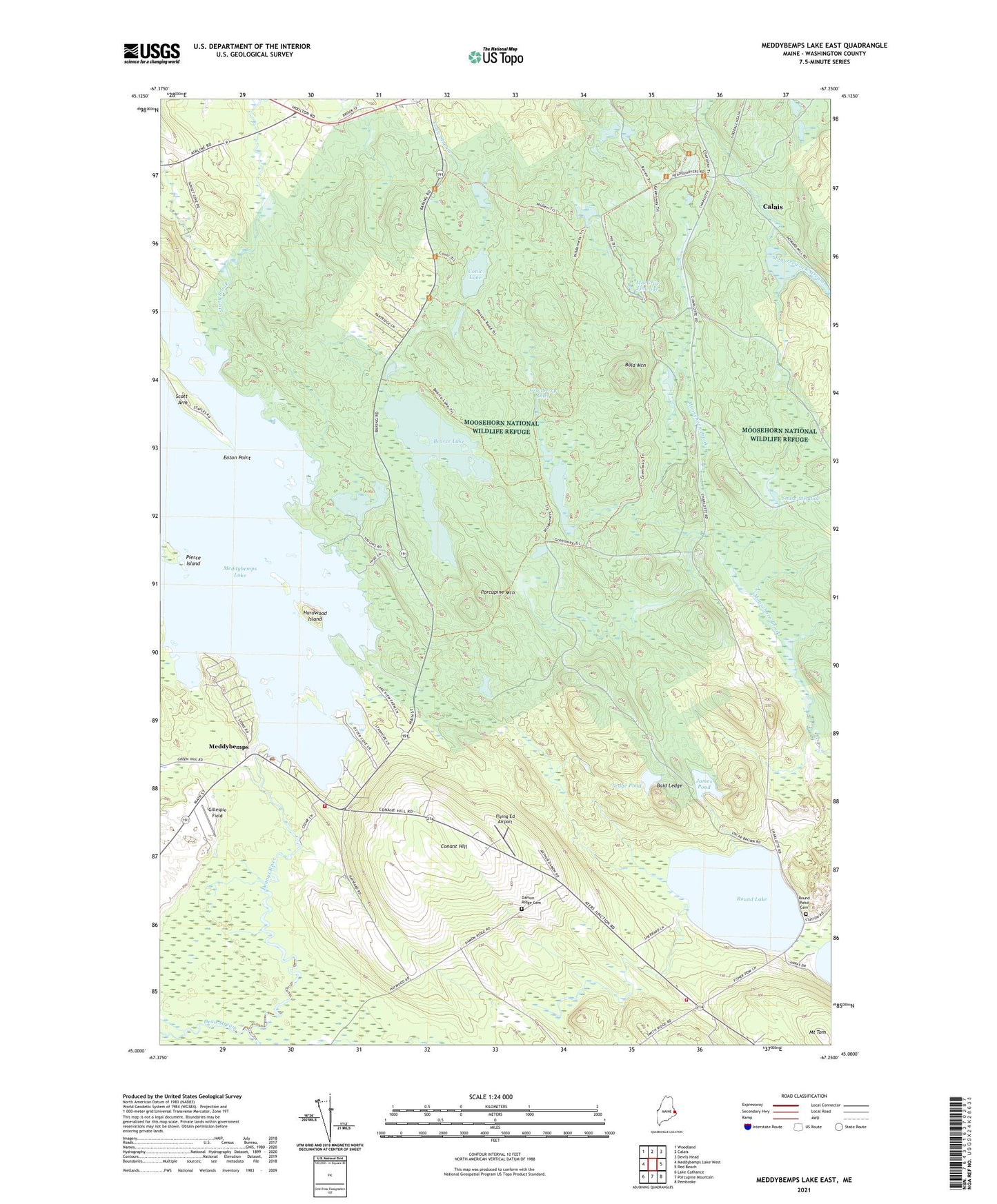 Meddybemps Lake East Maine US Topo Map Image
