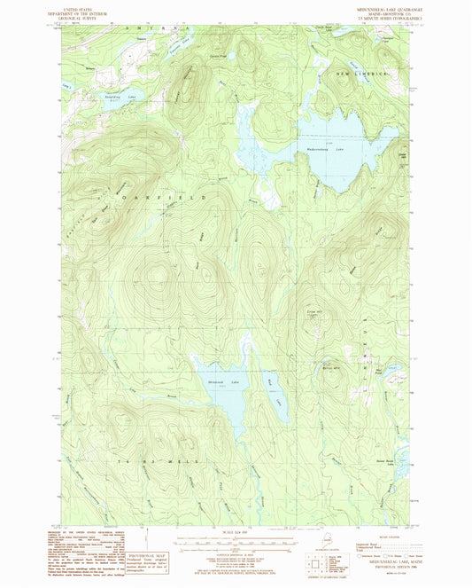 Classic USGS Meduxnekeag Lake Maine 7.5'x7.5' Topo Map Image