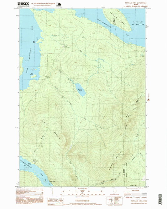 Classic USGS Metallak Mountain Maine 7.5'x7.5' Topo Map Image