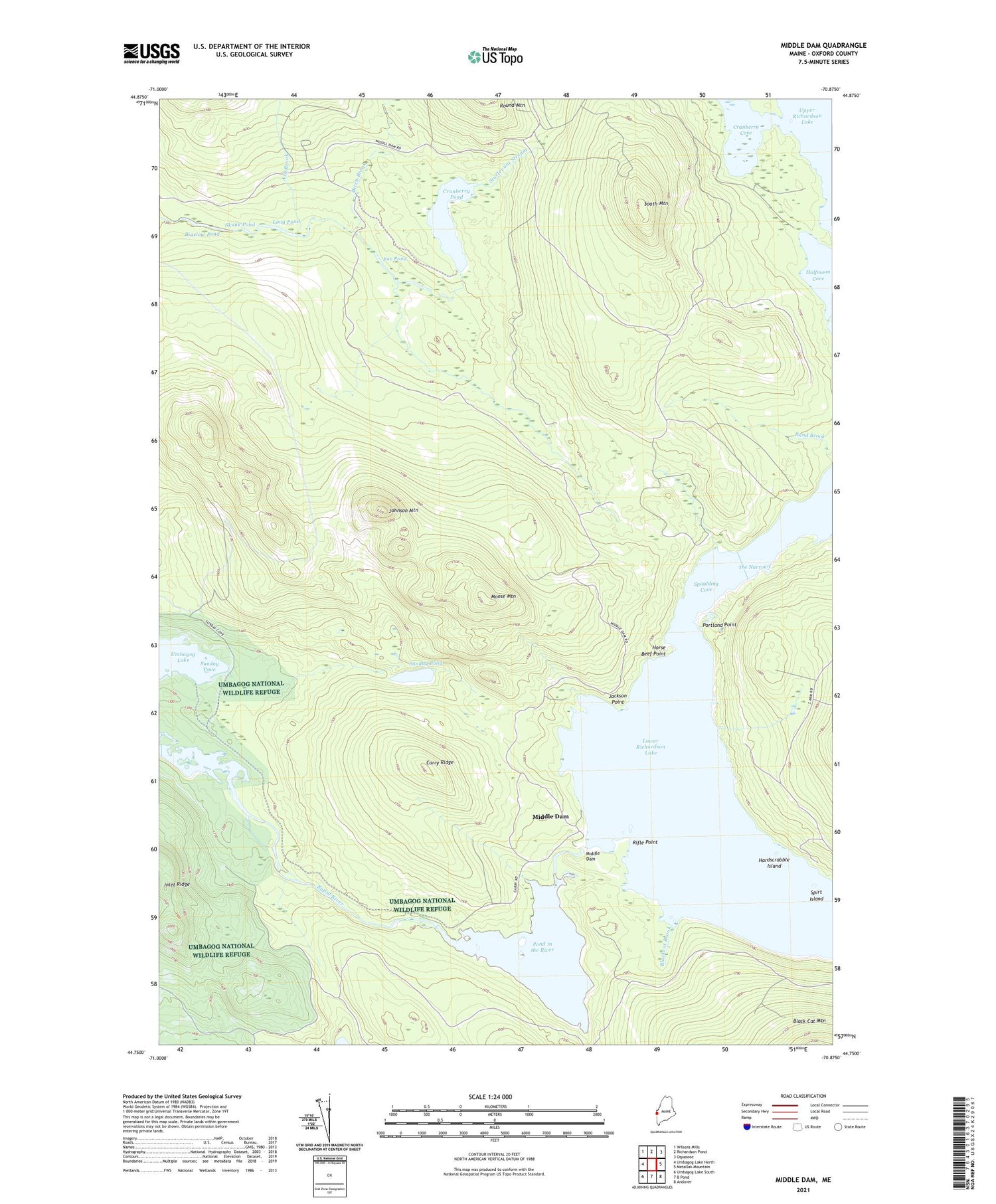 Middle Dam Maine US Topo Map Image