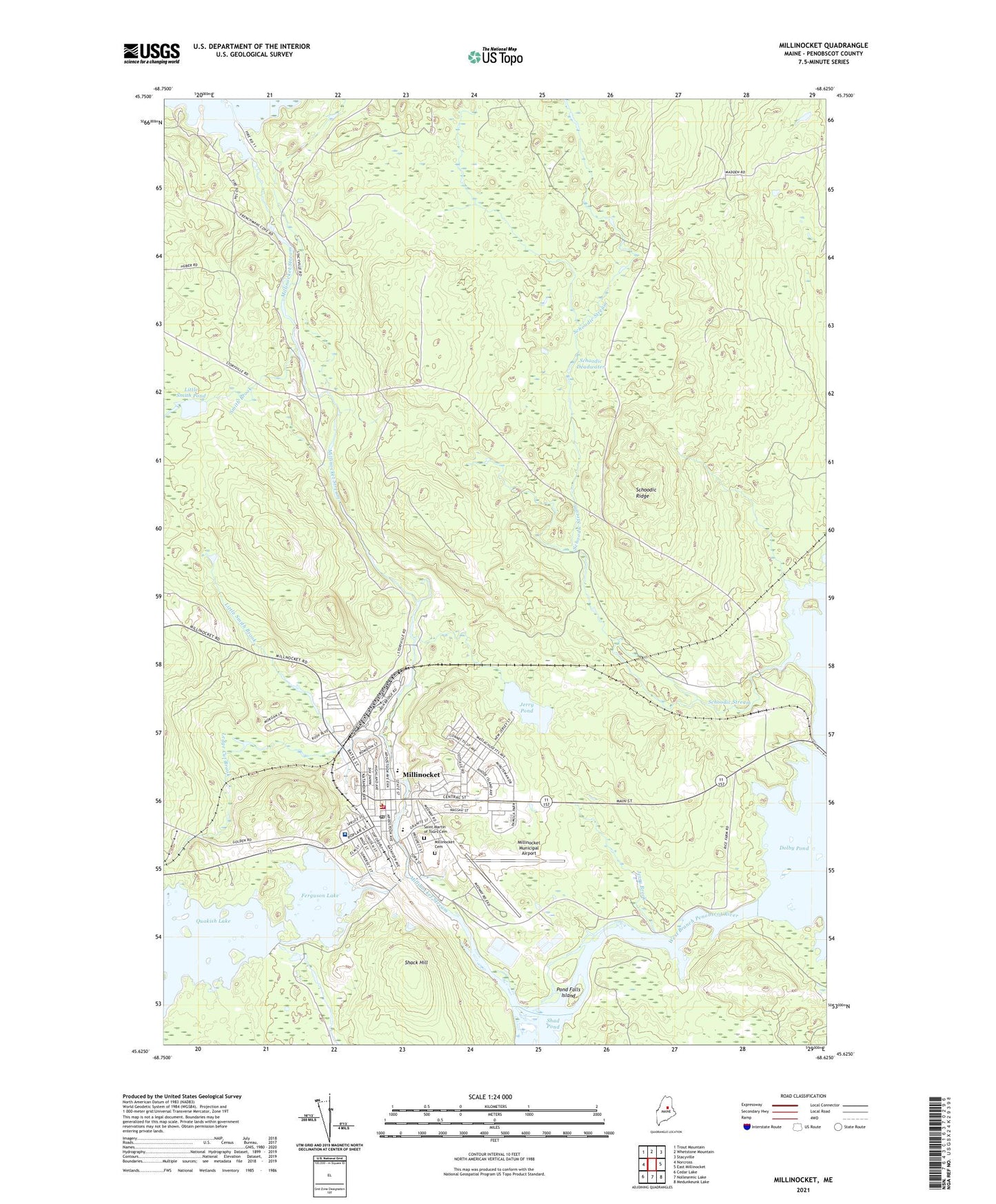 Millinocket Maine US Topo Map Image