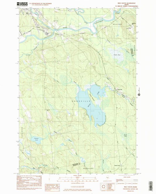 Classic USGS Milo South Maine 7.5'x7.5' Topo Map Image