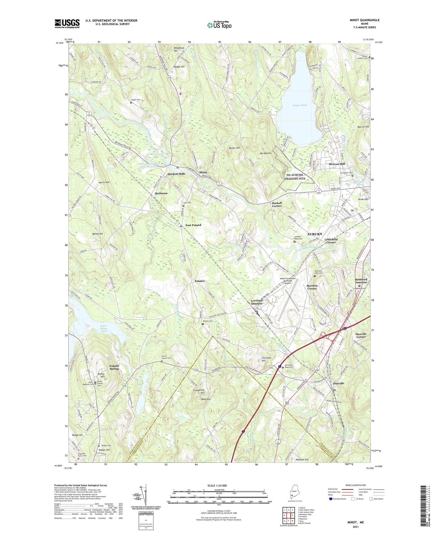 Minot Maine US Topo Map Image