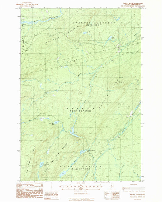 Classic USGS Misery Knob Maine 7.5'x7.5' Topo Map Image