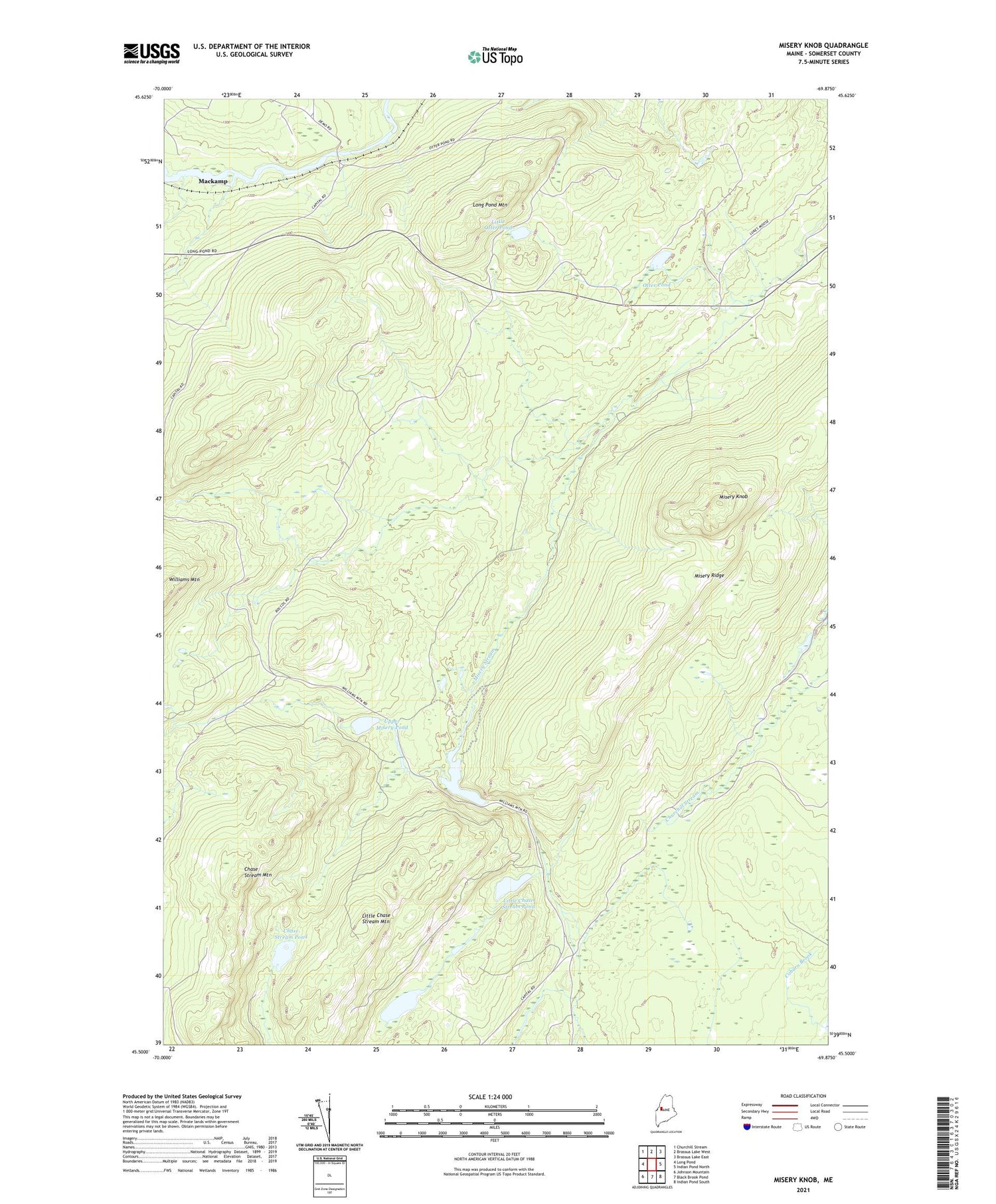 Misery Knob Maine US Topo Map Image