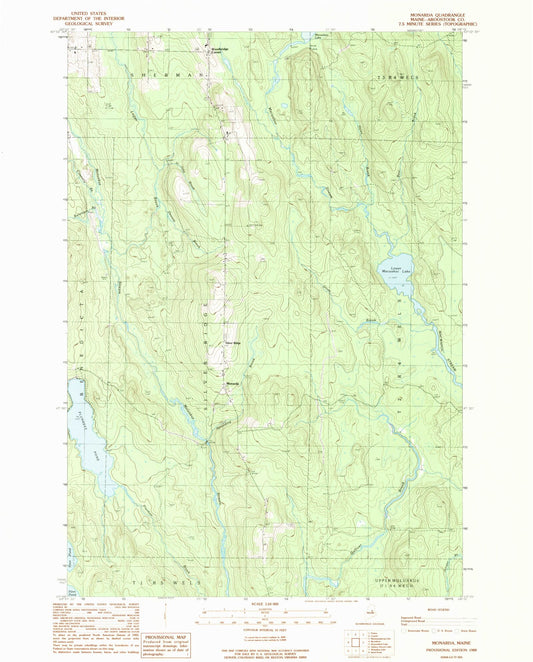 Classic USGS Monarda Maine 7.5'x7.5' Topo Map Image