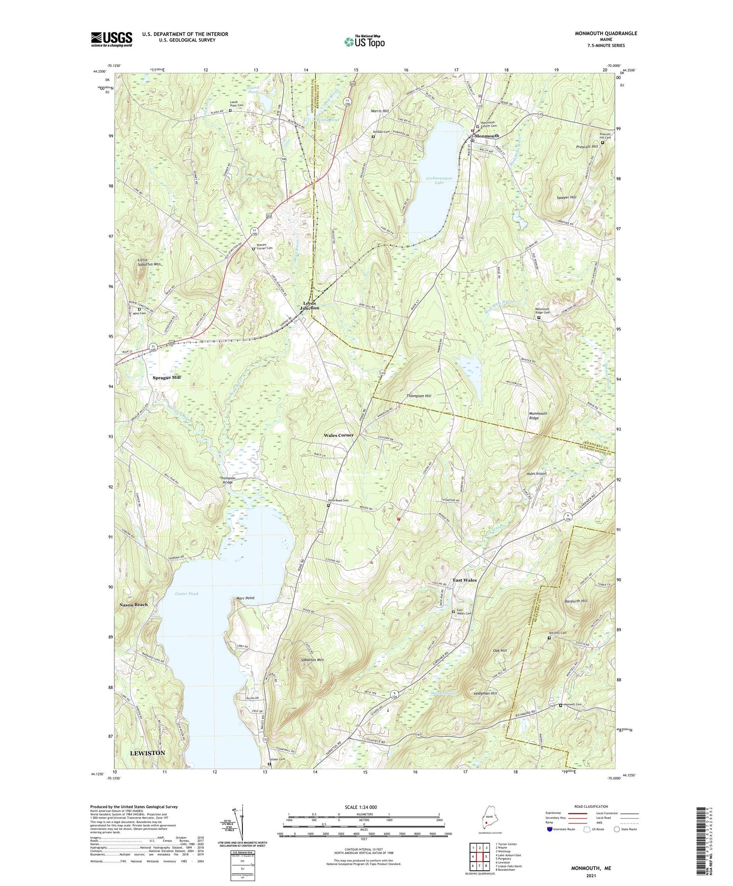 Monmouth Maine US Topo Map Image