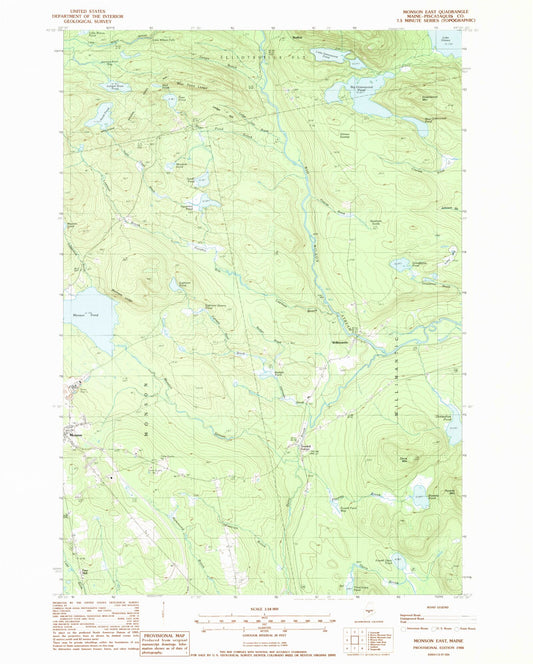Classic USGS Monson East Maine 7.5'x7.5' Topo Map Image