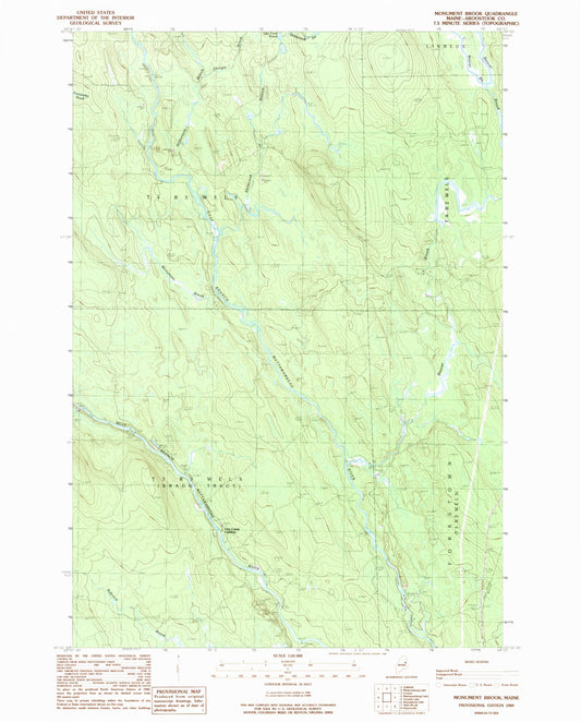 Classic USGS Monument Brook Maine 7.5'x7.5' Topo Map Image