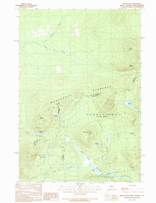 Classic USGS Moose Bog Maine 7.5'x7.5' Topo Map Image