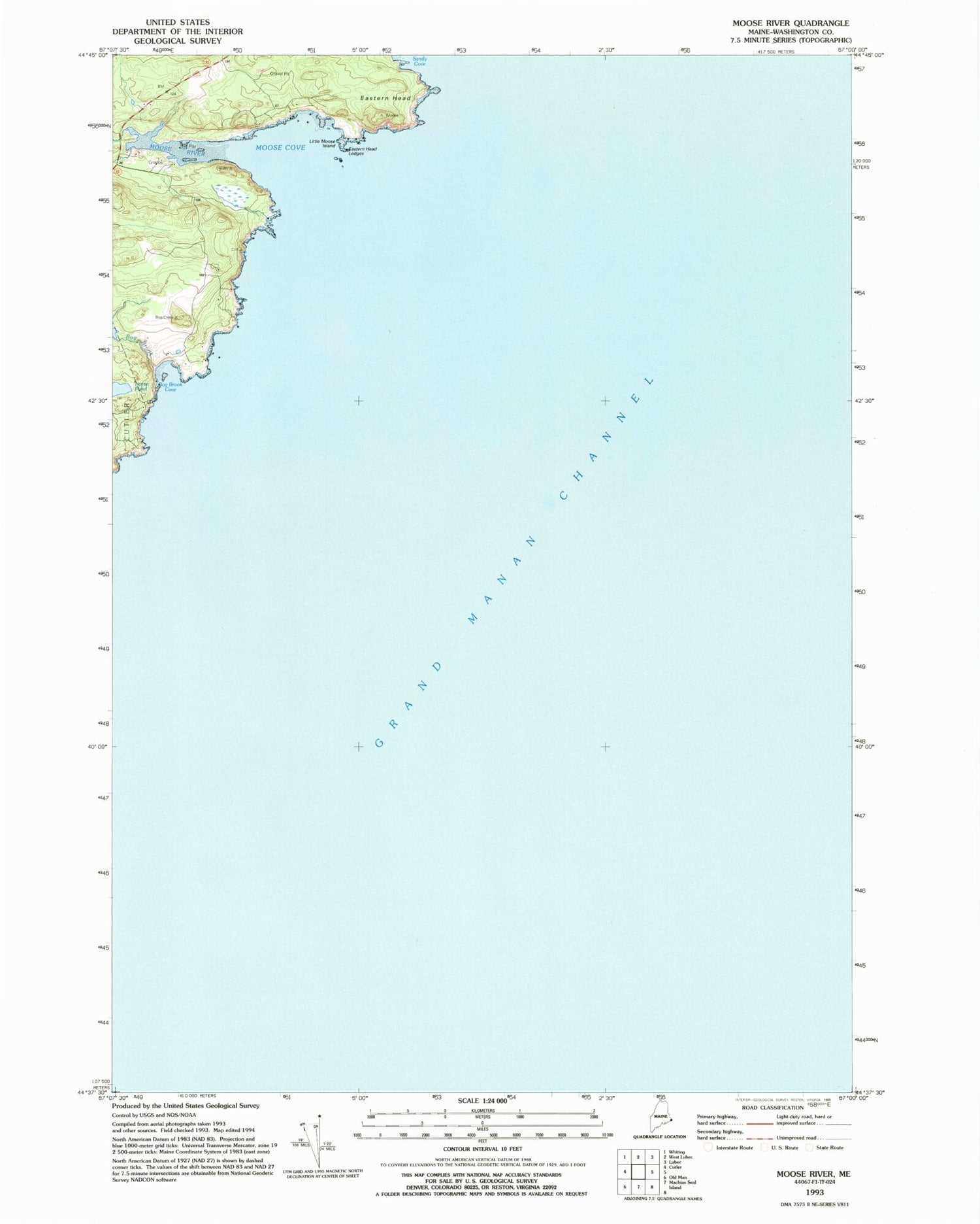 Classic USGS Moose River Maine 7.5'x7.5' Topo Map Image