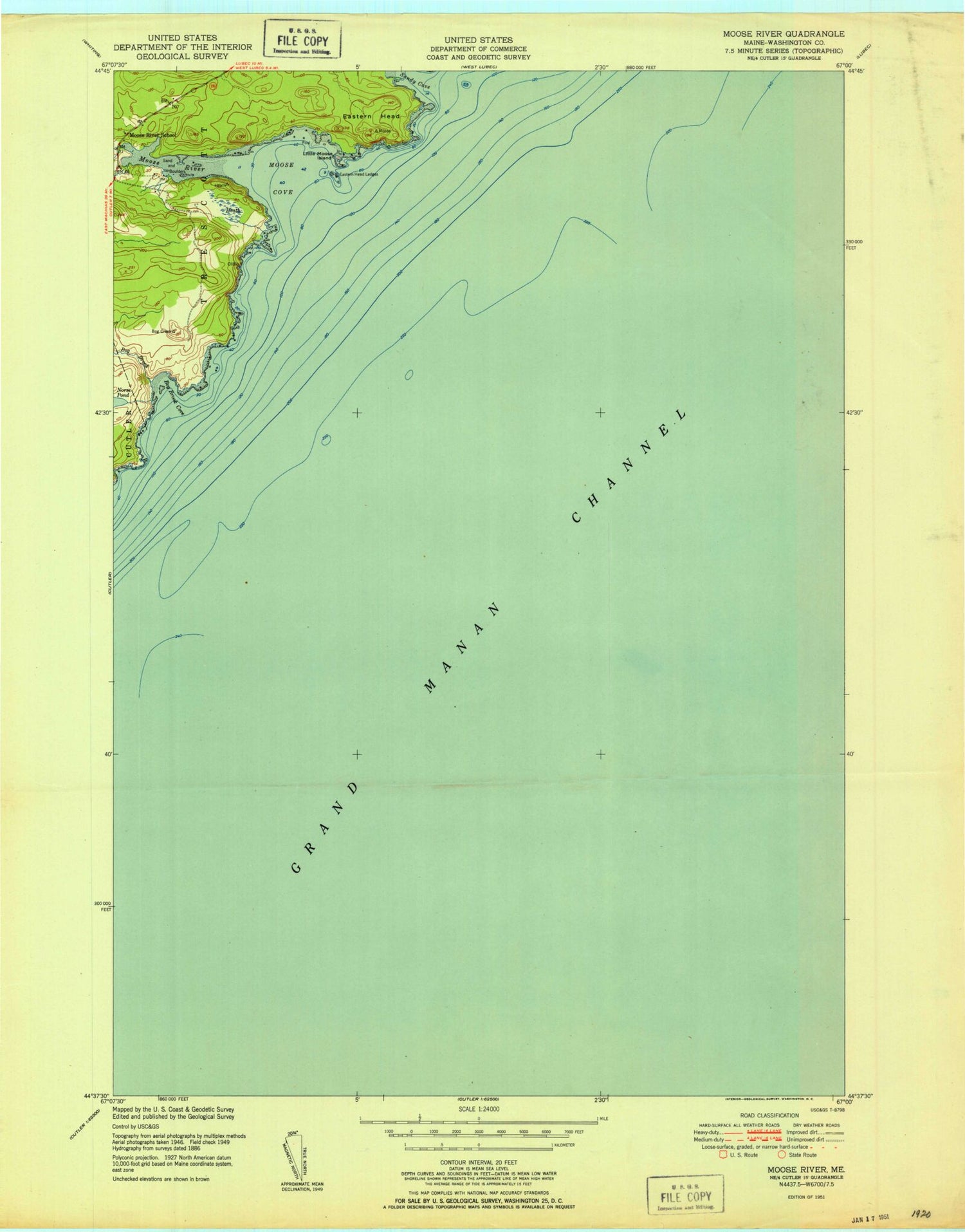 Classic USGS Moose River Maine 7.5'x7.5' Topo Map Image