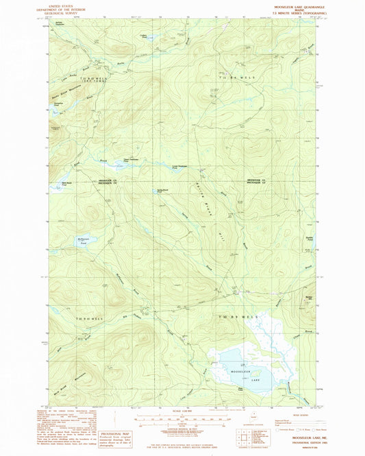 Classic USGS Mooseleuk Lake Maine 7.5'x7.5' Topo Map Image