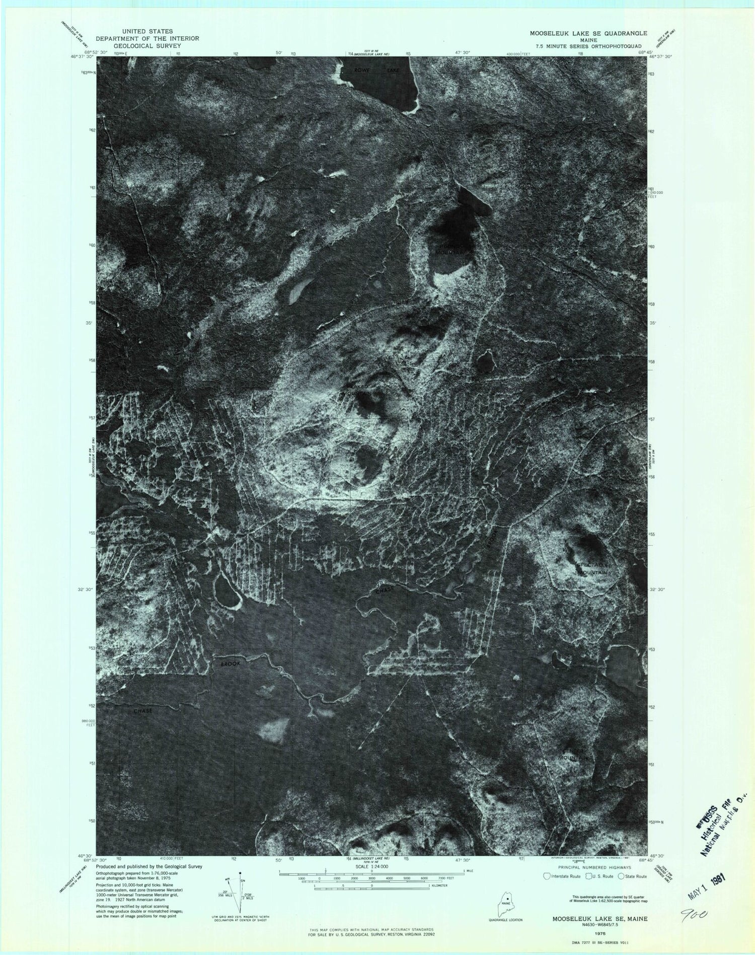 Classic USGS Round Mountain Maine 7.5'x7.5' Topo Map Image