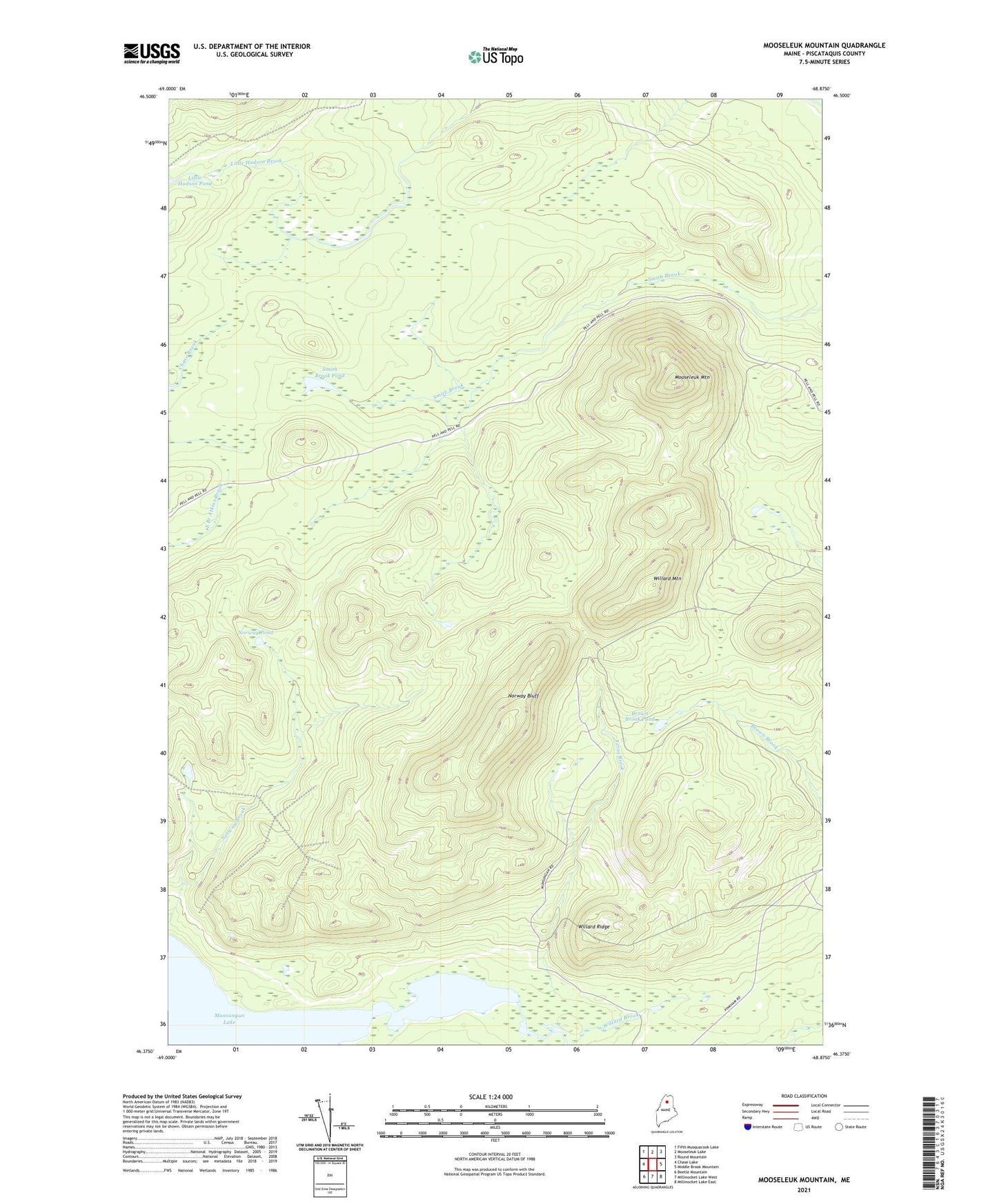 Mooseleuk Mountain Maine US Topo Map Image