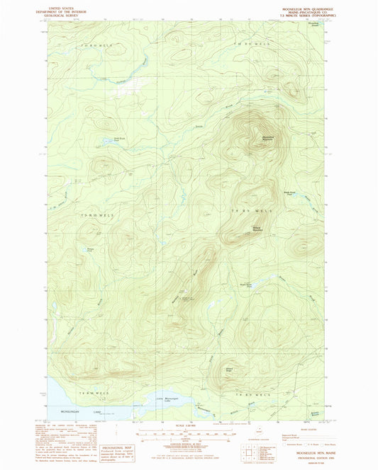 Classic USGS Mooseleuk Mountain Maine 7.5'x7.5' Topo Map Image