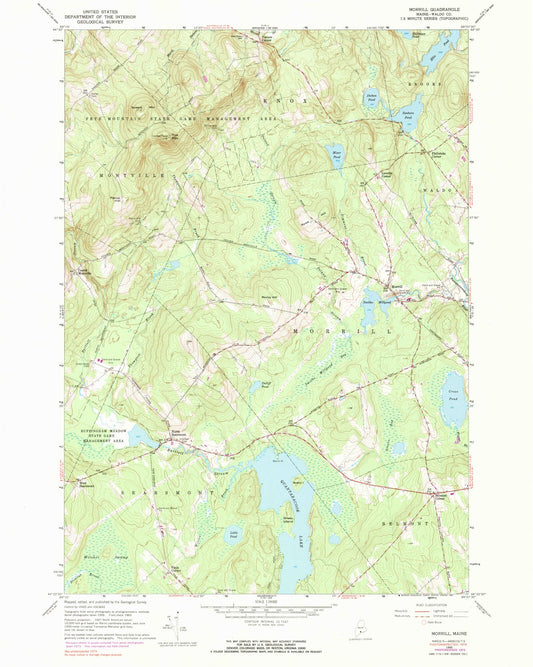 Classic USGS Morrill Maine 7.5'x7.5' Topo Map Image