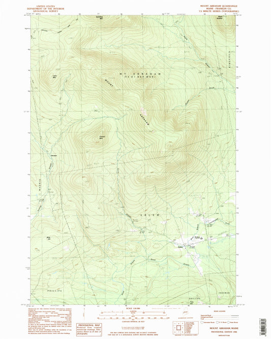 Classic USGS Mount Abraham Maine 7.5'x7.5' Topo Map Image