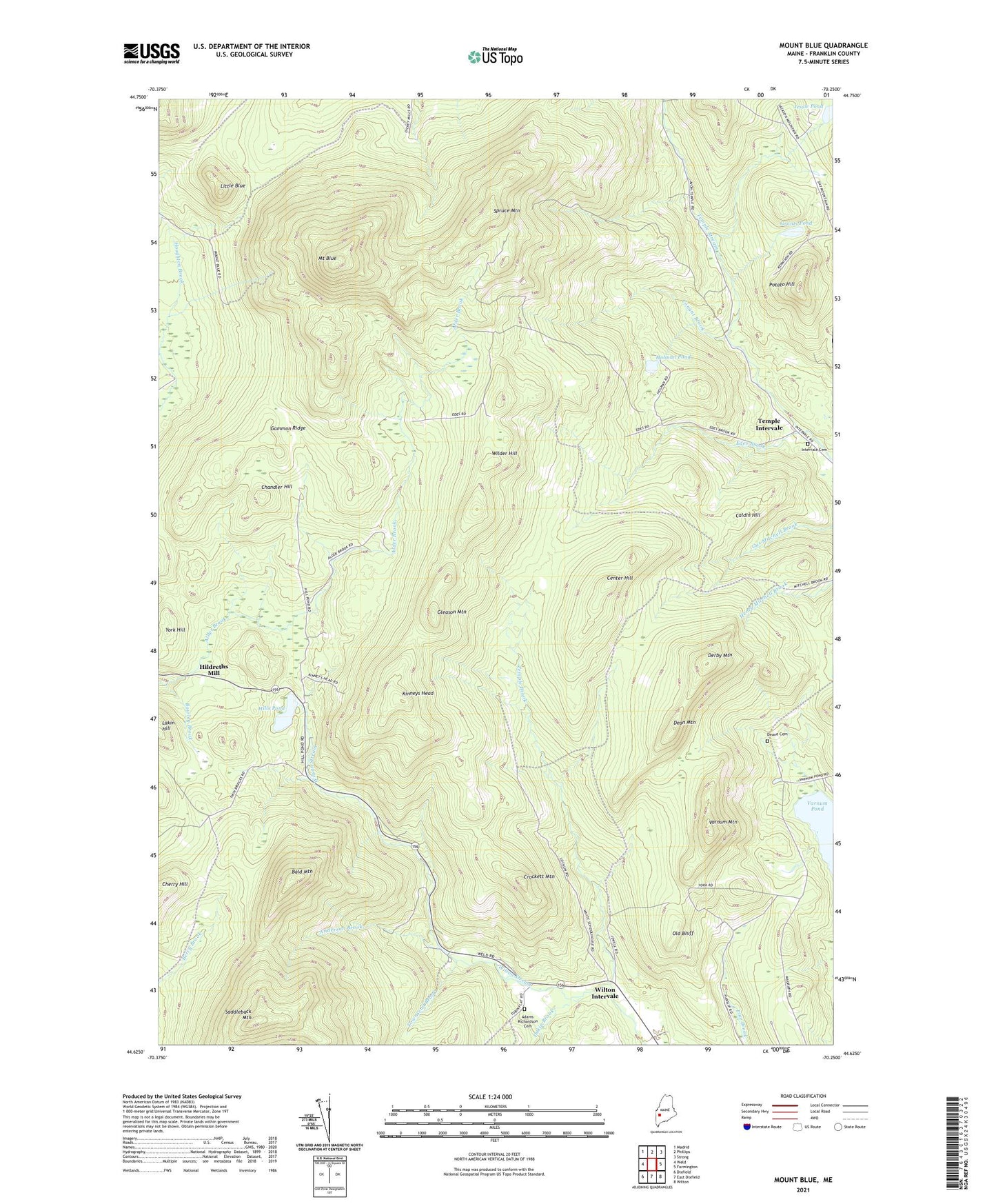 Mount Blue Maine US Topo Map Image