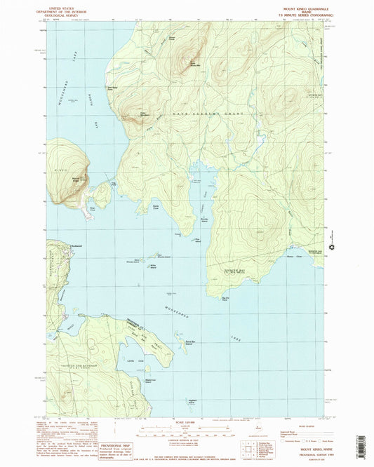 Classic USGS Mount Kineo Maine 7.5'x7.5' Topo Map Image