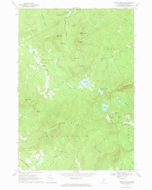 Classic USGS Mount Zircon Maine 7.5'x7.5' Topo Map Image