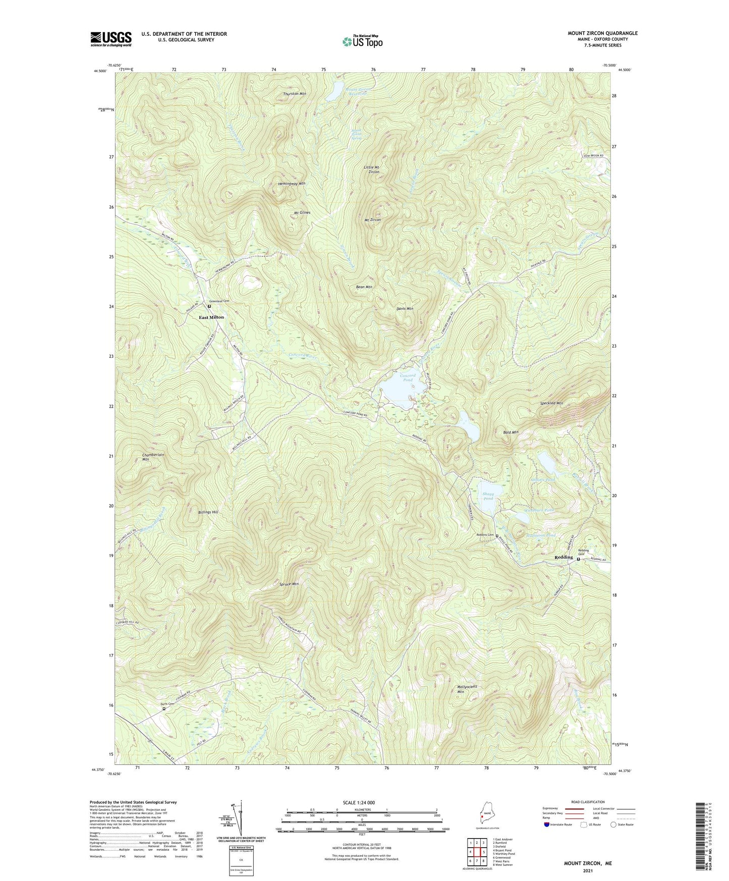 Mount Zircon Maine US Topo Map Image