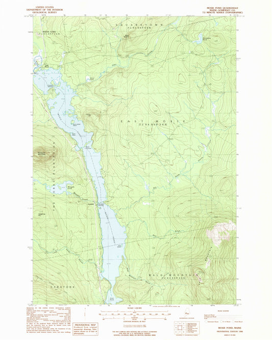 Classic USGS Moxie Pond Maine 7.5'x7.5' Topo Map Image
