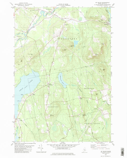 Classic USGS Mount Waldo Maine 7.5'x7.5' Topo Map Image