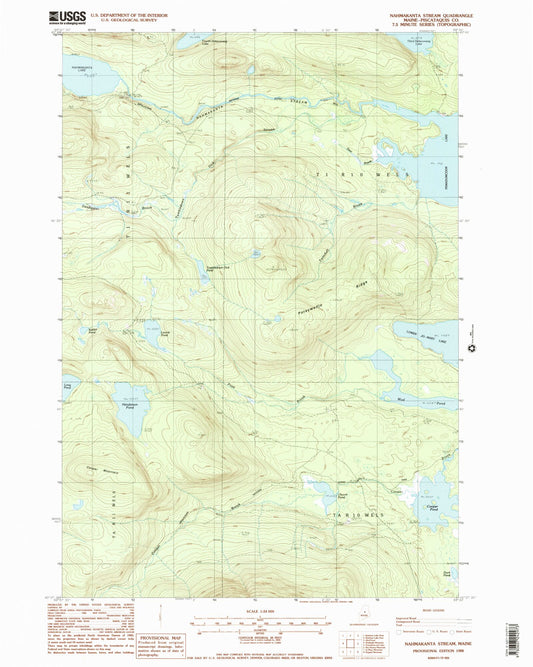 Classic USGS Nahmakanta Stream Maine 7.5'x7.5' Topo Map Image