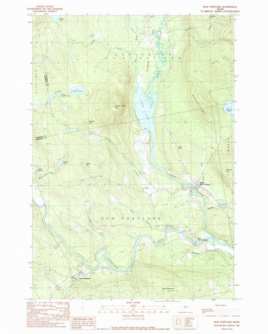 Classic USGS New Portland Maine 7.5'x7.5' Topo Map Image