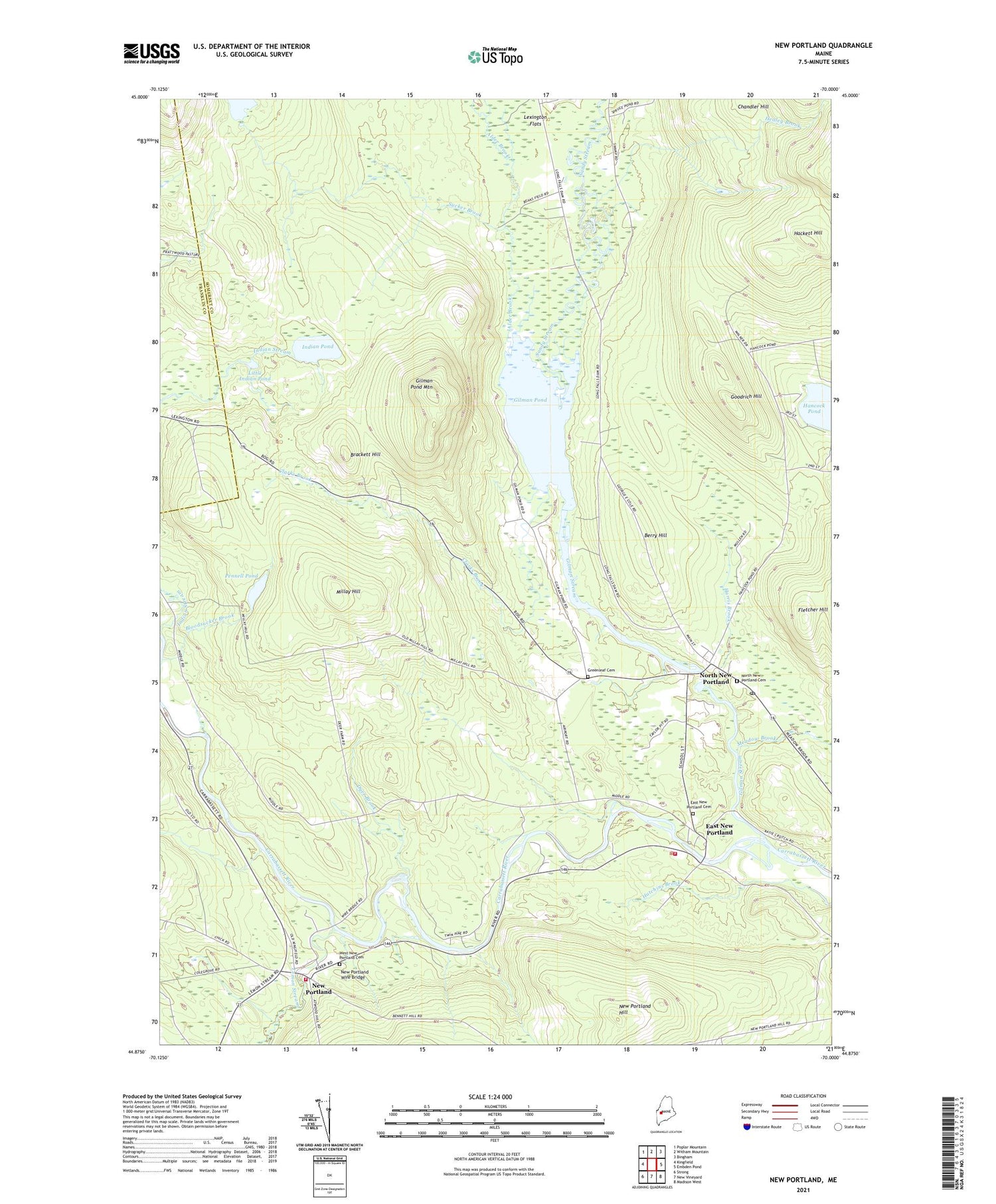 New Portland Maine US Topo Map Image