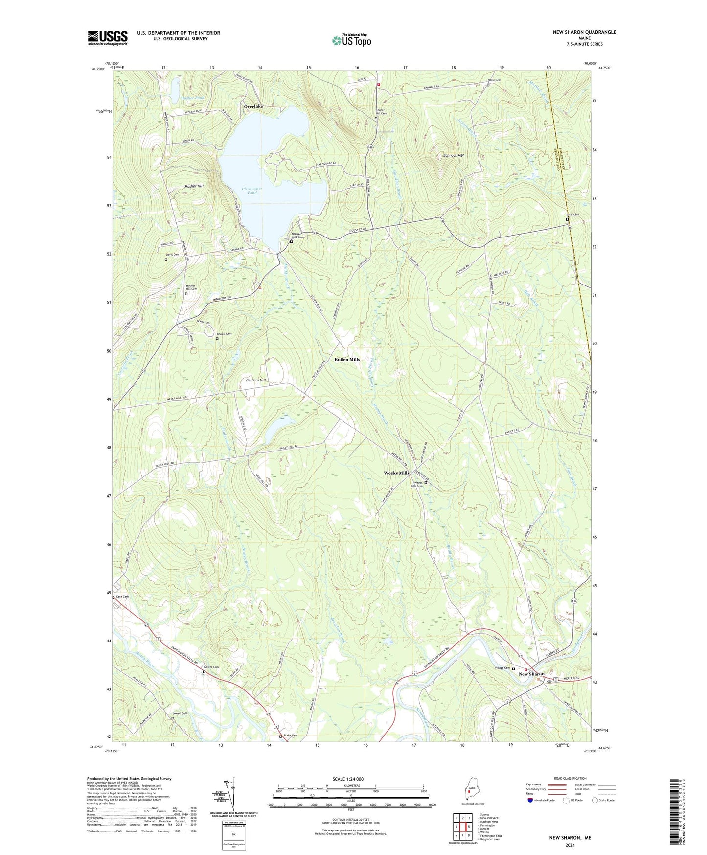 New Sharon Maine US Topo Map Image