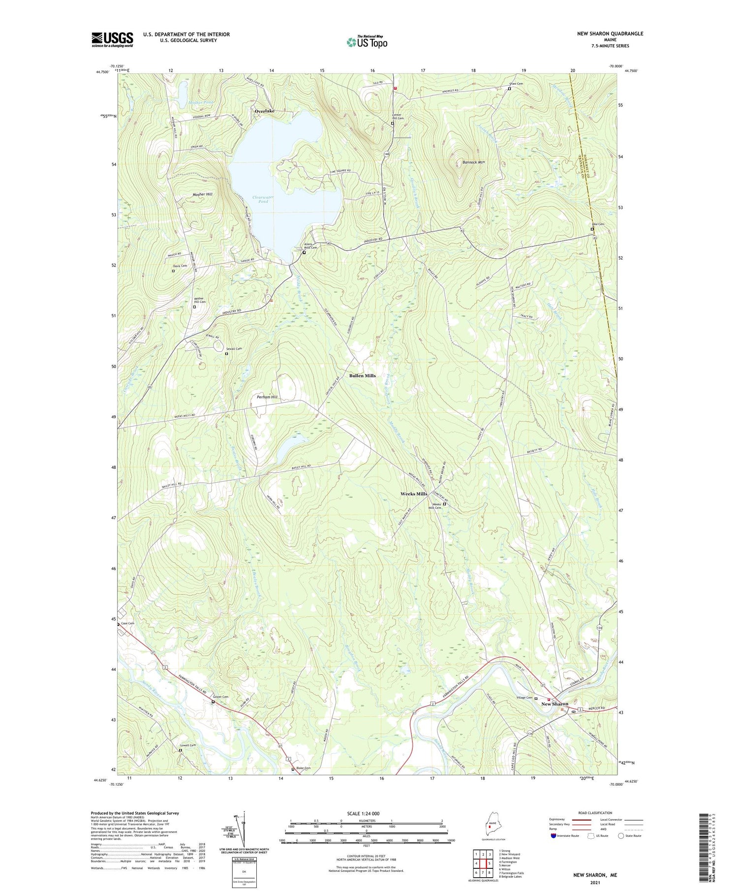 New Sharon Maine US Topo Map Image