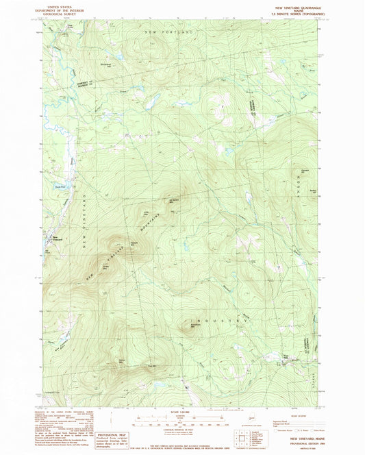 Classic USGS New Vineyard Maine 7.5'x7.5' Topo Map Image