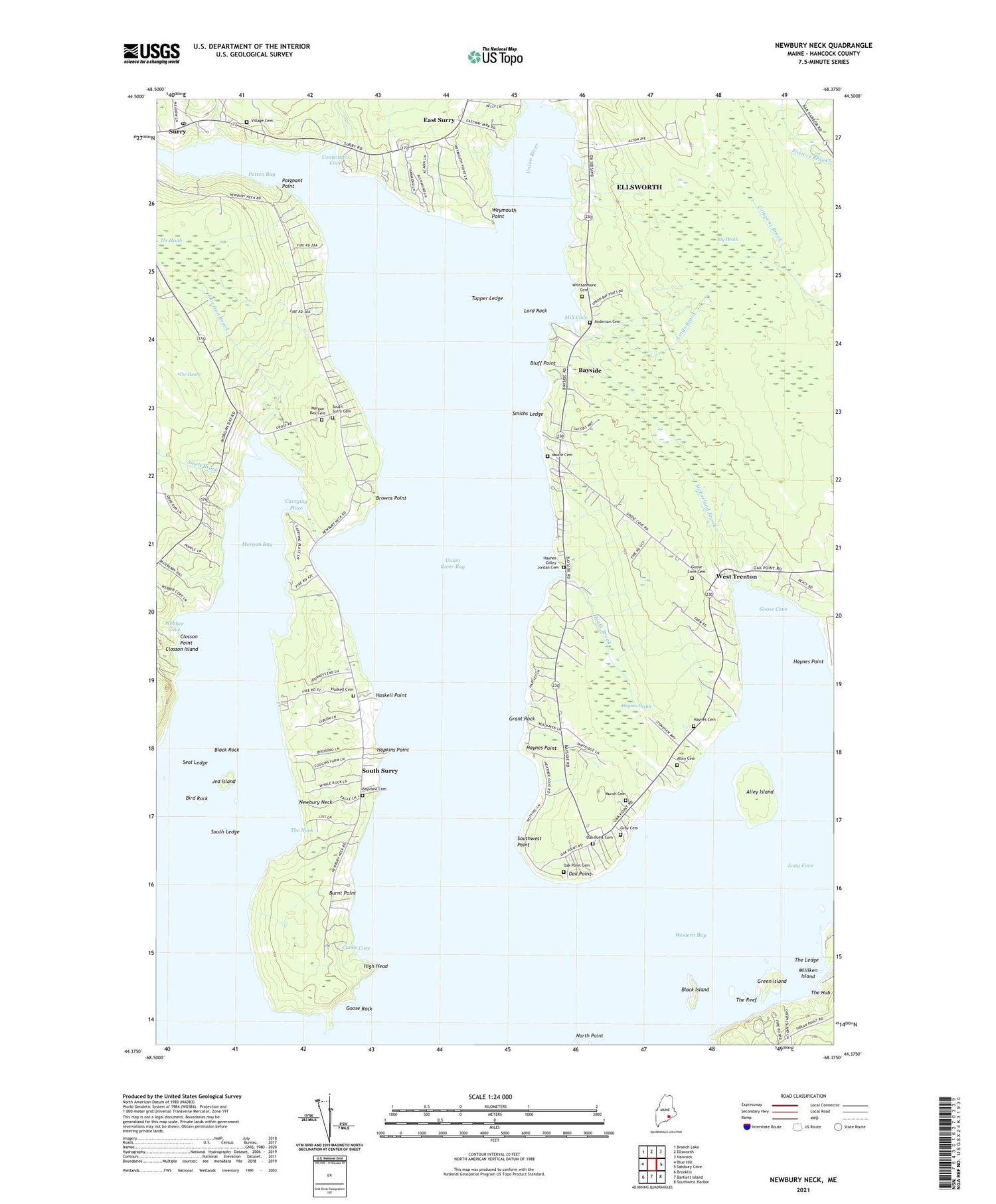Newbury Neck Maine US Topo Map Image