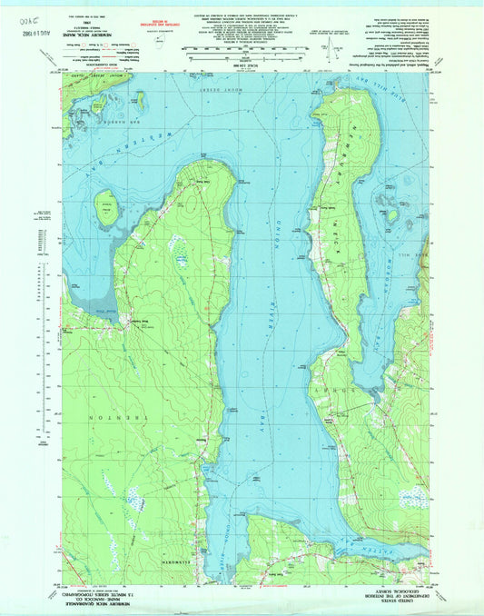 Classic USGS Newbury Neck Maine 7.5'x7.5' Topo Map Image
