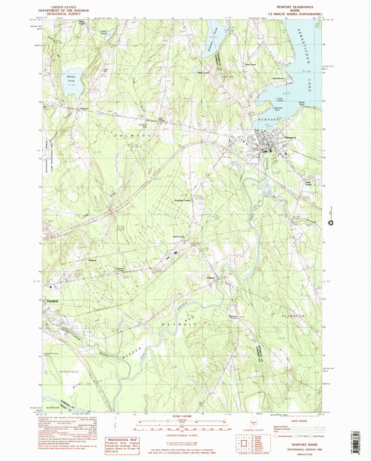 Classic USGS Newport Maine 7.5'x7.5' Topo Map Image