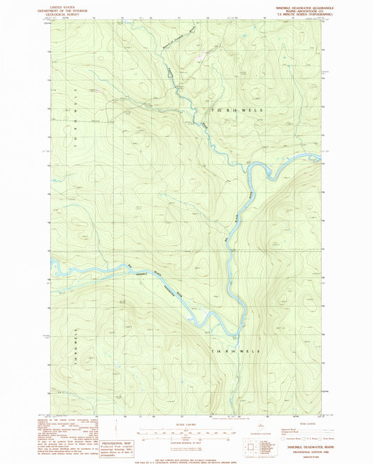 Classic USGS Ninemile Deadwater Maine 7.5'x7.5' Topo Map Image