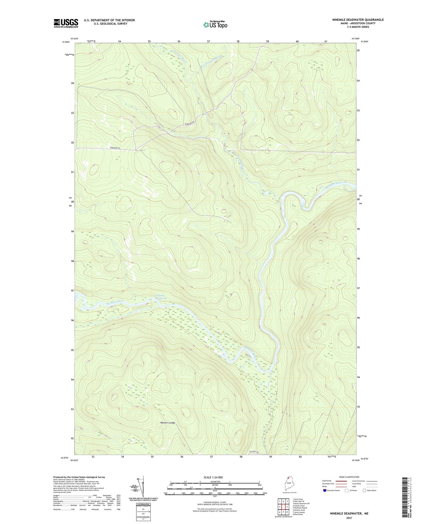 Ninemile Deadwater Maine US Topo Map Image