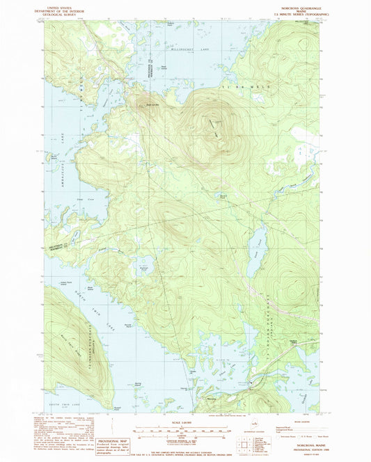 Classic USGS Norcross Maine 7.5'x7.5' Topo Map Image