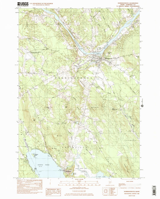 Classic USGS Norridgewock Maine 7.5'x7.5' Topo Map Image