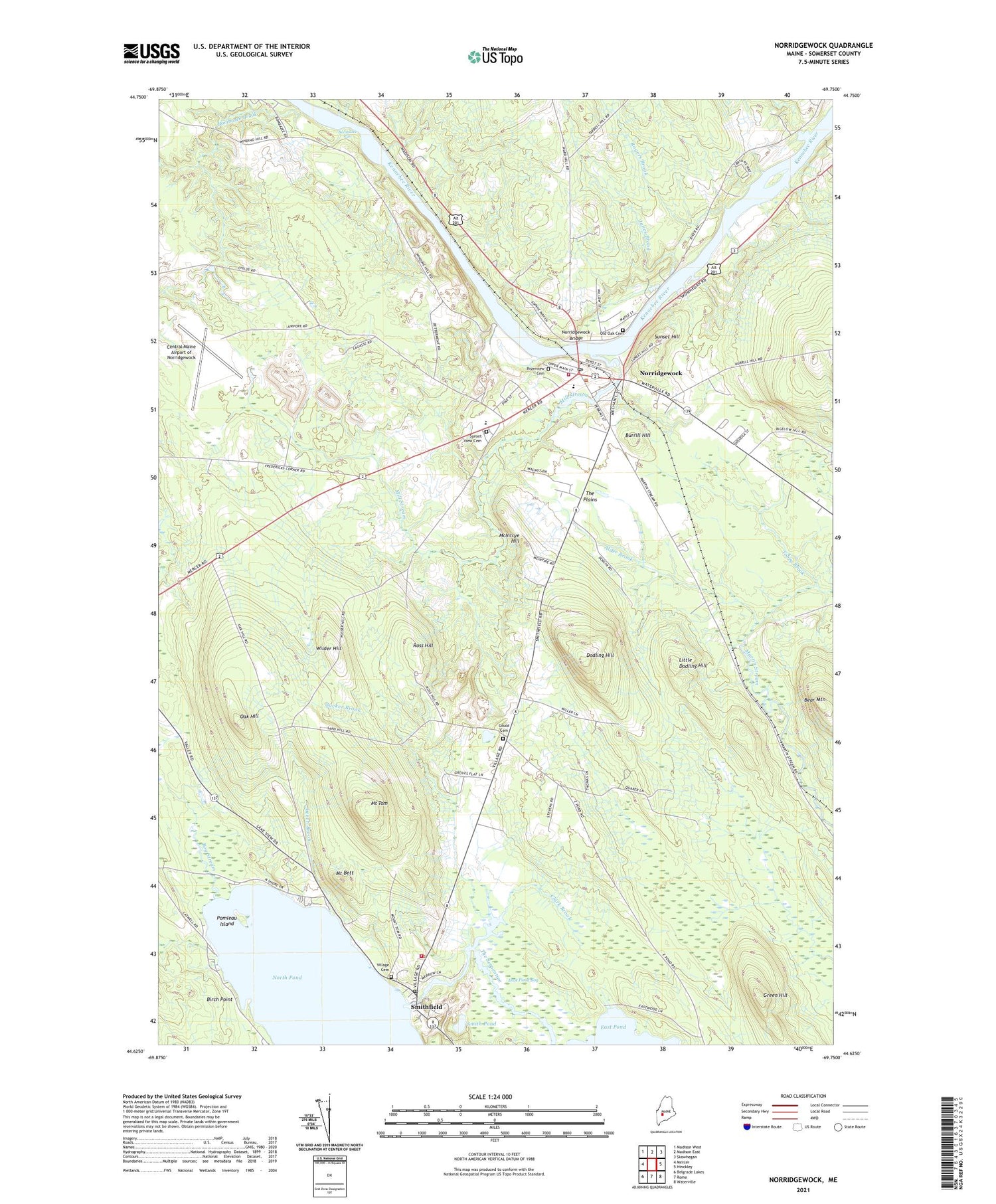 Norridgewock Maine US Topo Map Image